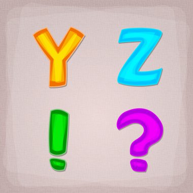vektör renkli yazı tipi. y, z