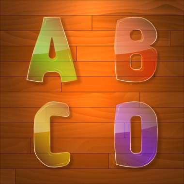 renkli cam vektör yazı tipi. a, b, c, d