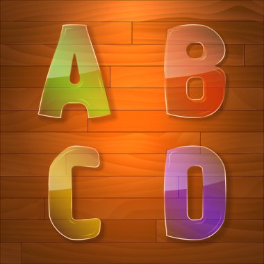 renkli cam vektör yazı tipi. a, b, c, d