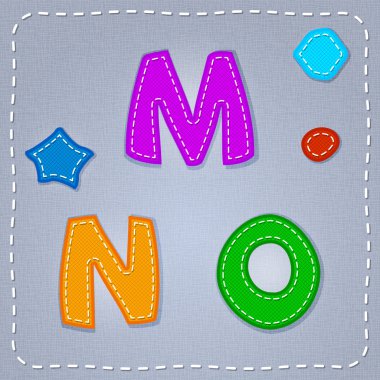 Vector stitches font. M, N, O clipart