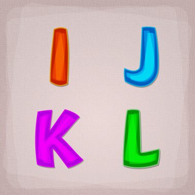 Vector colorful font. I, J, K, L clipart