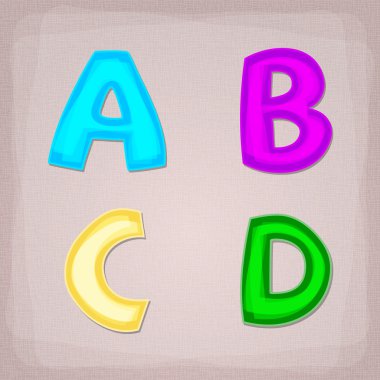 Vector colorful font. A, B, C, D clipart