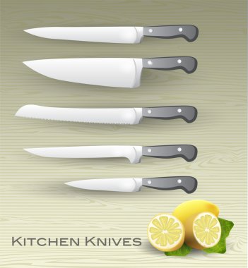 Vector set of kitchen knives. clipart