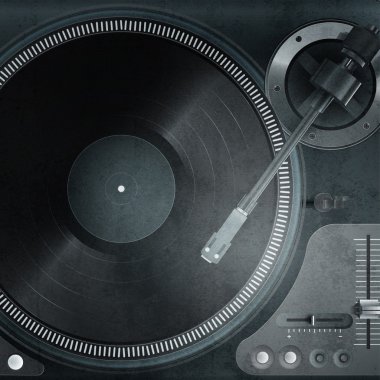 Vector illustration of a turntable with vinyl record. clipart
