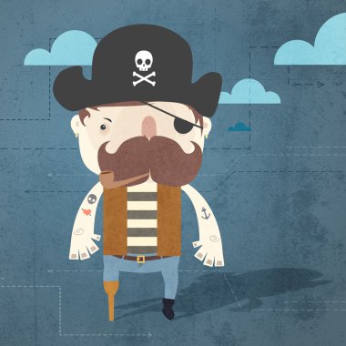 Vector grunge background with pirate. clipart