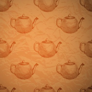Vintage background with kettles. clipart