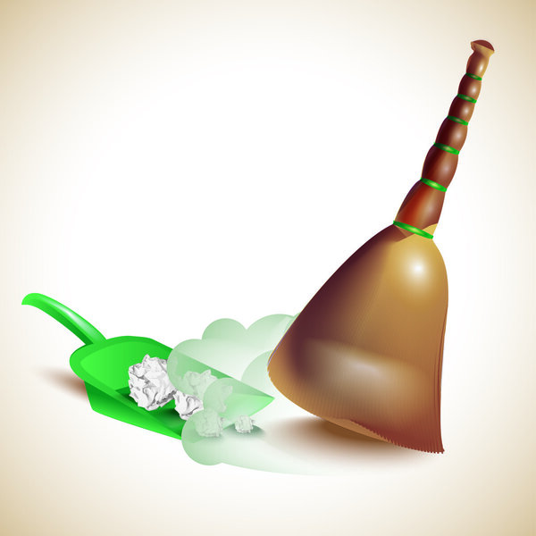 Dustpan and broom vector illustration 