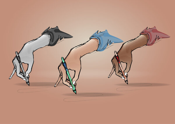 Vector female hand with a pen