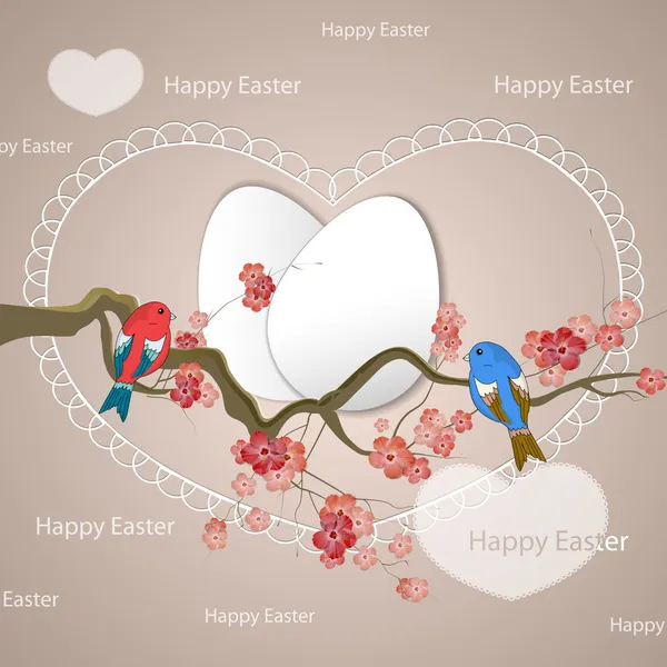 Happy Easter Birds Vector Illustration — Stock Vector