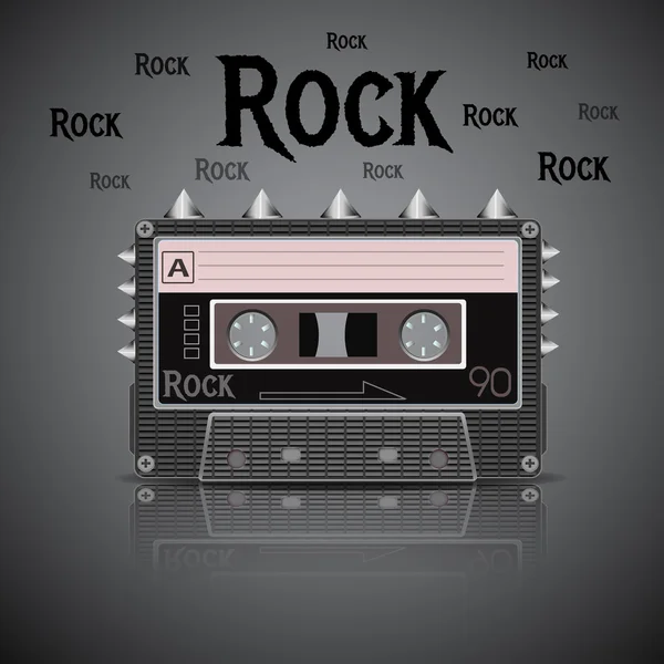 Rock Vintage Cassette Vector Ilustración — Vector de stock