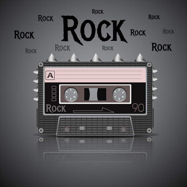Rock vintage cassette vector illustration 