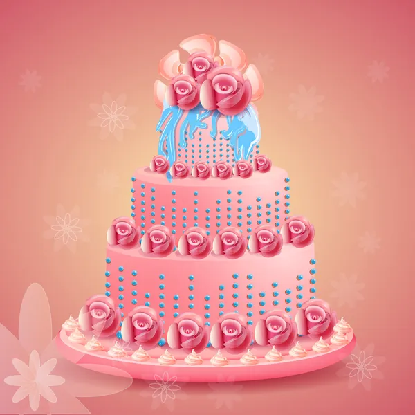 Születésnapi Torta Vektor Illusztráció — Stock Vector