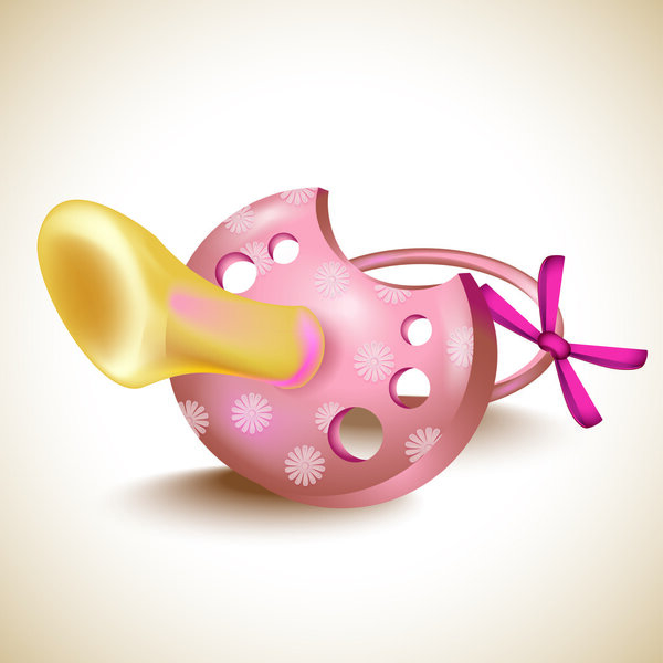 Vector pink pacifier, vector illustration 