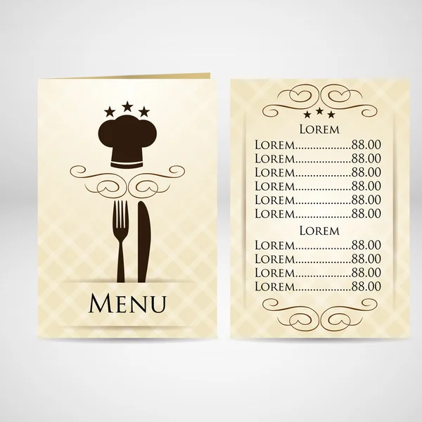 Cartão Design Menu Restaurante —  Vetores de Stock