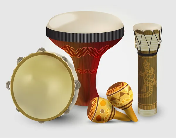 Tambores Percusión Colección Vector Ilustración — Vector de stock