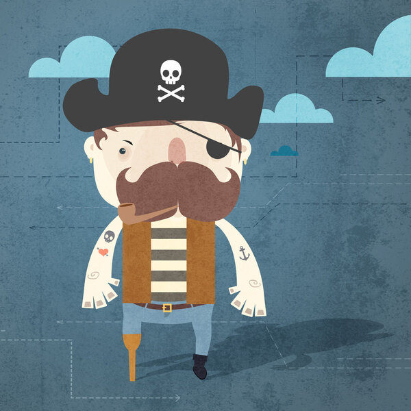 Vector grunge background with pirate.