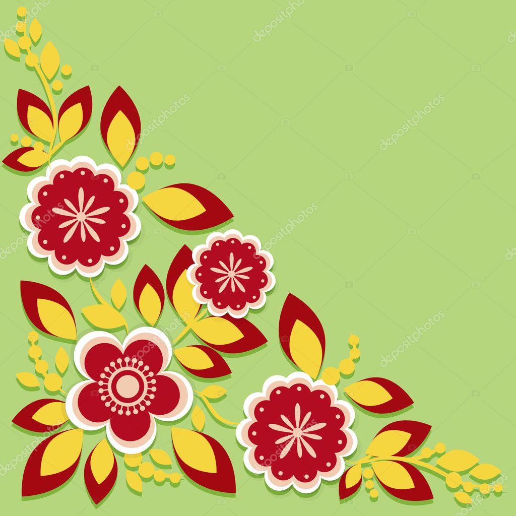 Greeting card with flowers. Vector.