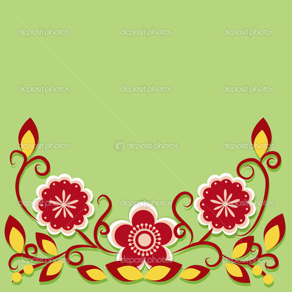 Greeting card with flowers. Vector.