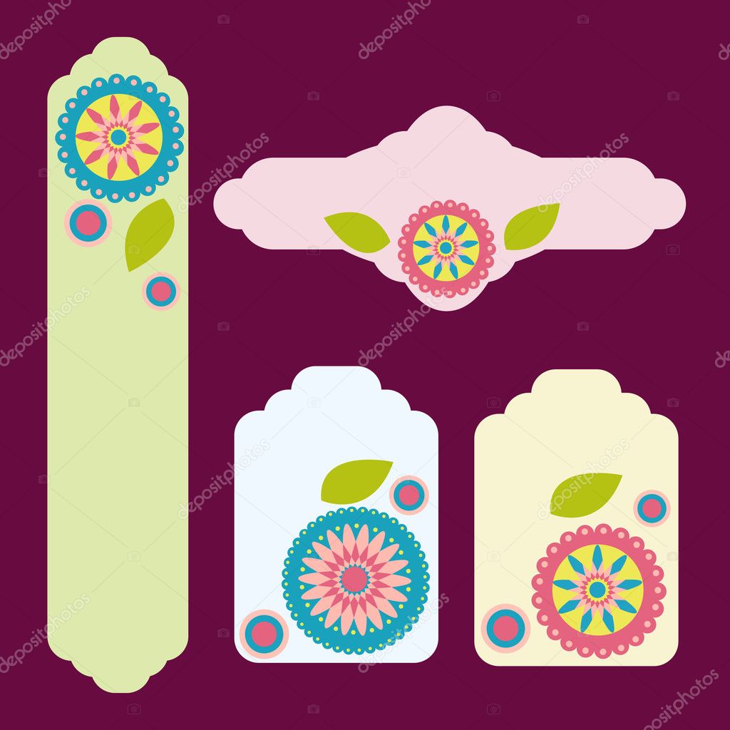 Greeting card with flowers. Vector.