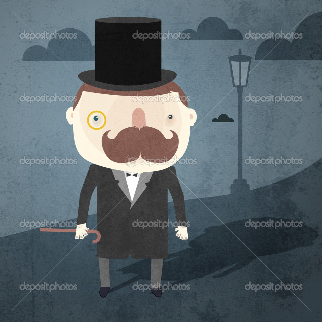 Vector grunge background with gentleman.