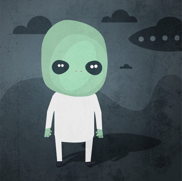 Vector grunge background with aliens.