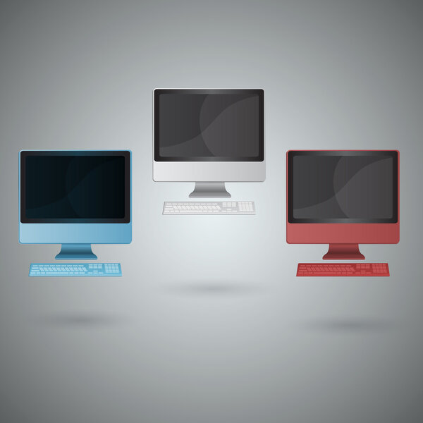 Vector set of modern computer monitors.