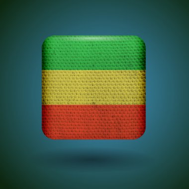 Rastafarian reggae flag with fabric texture. Vector icon. clipart