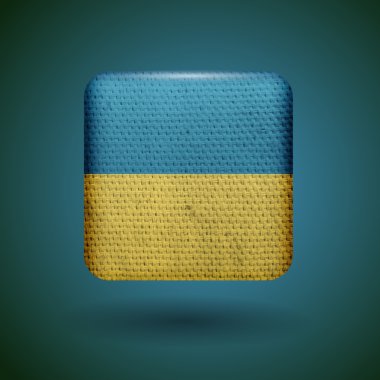 kumaş dokulu Ukrayna bayrağı. vektör simgesi.