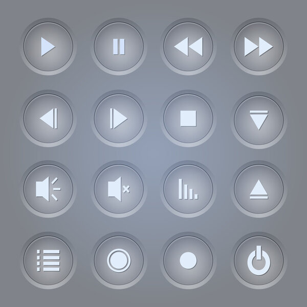 Vector set of media player icons.