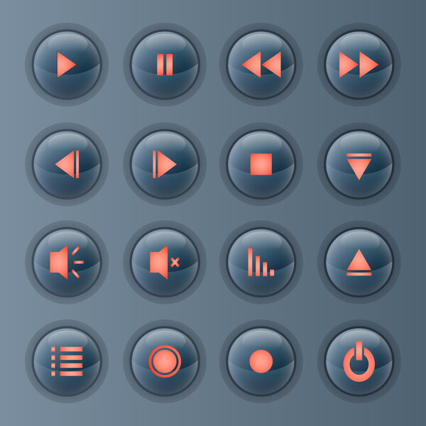Vector set of media player icons.