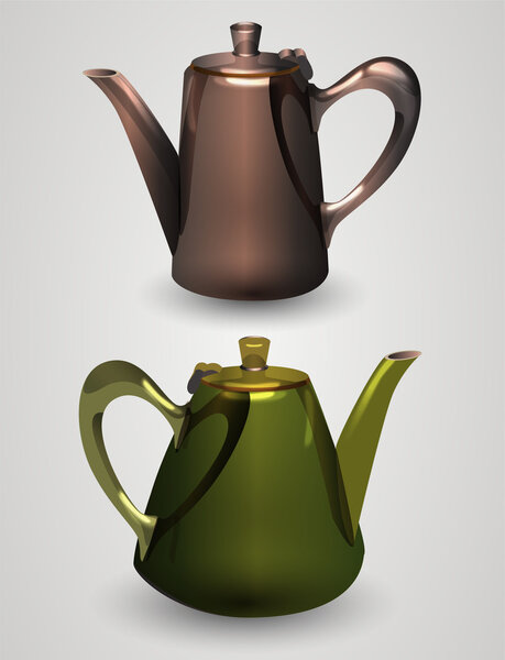 Vector illustration of kettles.