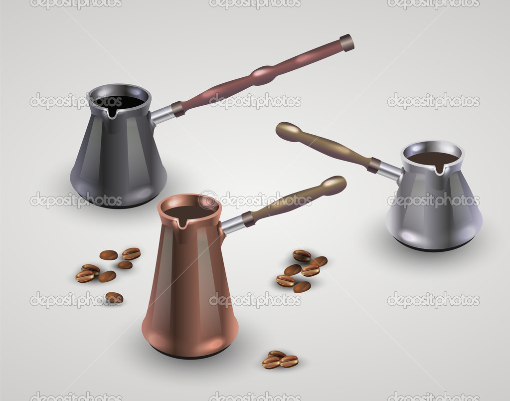 Vector set of different coffee pots.