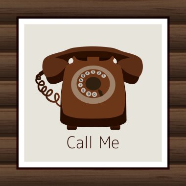 Card with vintage phone. vector illustration clipart
