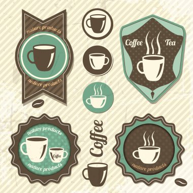 Set Of Vintage Retro Coffee stamp clipart