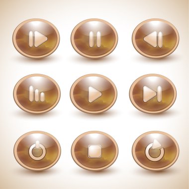 Set of vector media player buttons. clipart