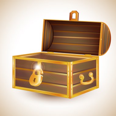 Open vintage wooden chest. clipart