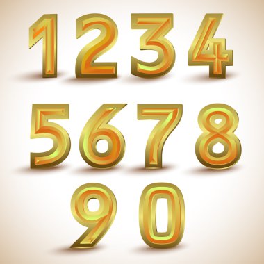 Vector set of gold numbers. clipart