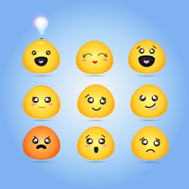 Set of characters of yellow emoticons clipart