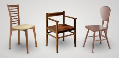 Wood Chair set vector illustration  clipart