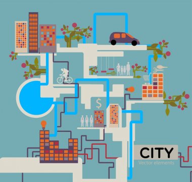 Şehir vektör arka plan, bilgi grafiği.