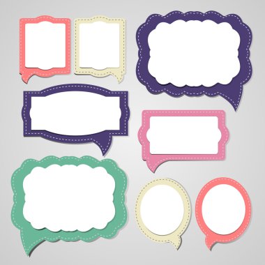 set of speech and thought blobs, vector clipart