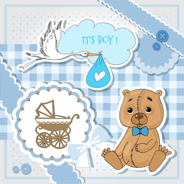 Baby shower blue card clipart