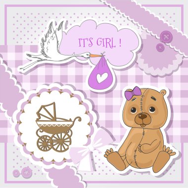 Baby shower pink card clipart