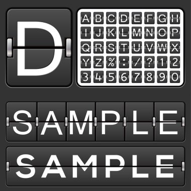 Set of letters on a mechanical timetable. Vector. clipart
