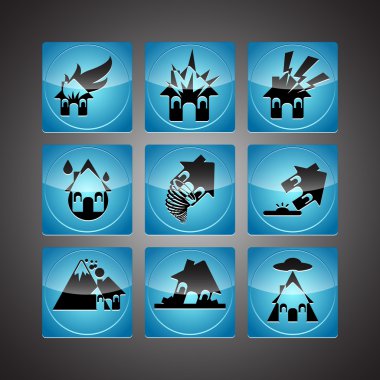Disasters Icon Set vector  illustration  clipart