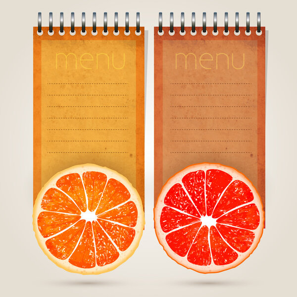 Menu for juices and fresh