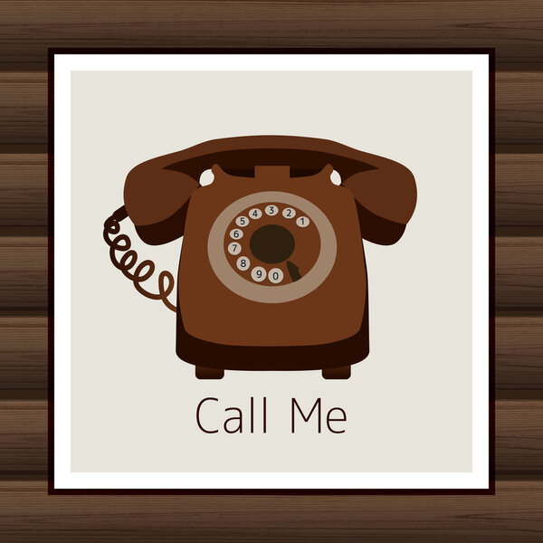 Card with vintage phone. vector illustration