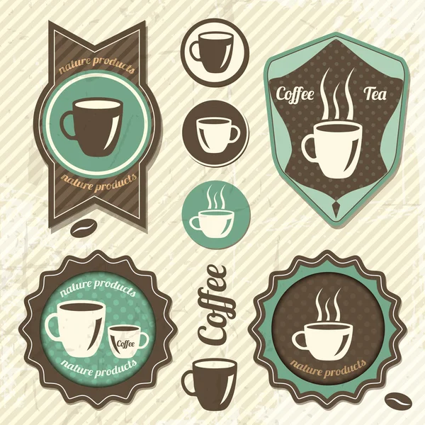 Set Timbre Café Rétro Vintage — Image vectorielle
