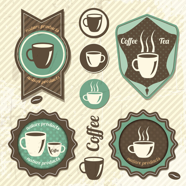 Set Of Vintage Retro Coffee stamp