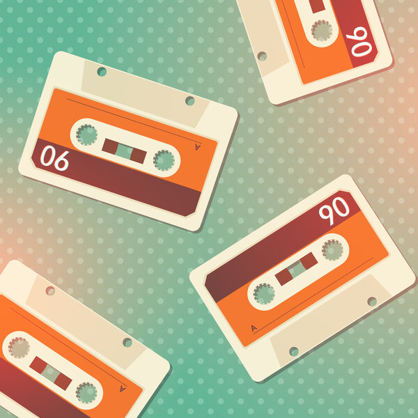 grunge cassettes background.  vector illustration 